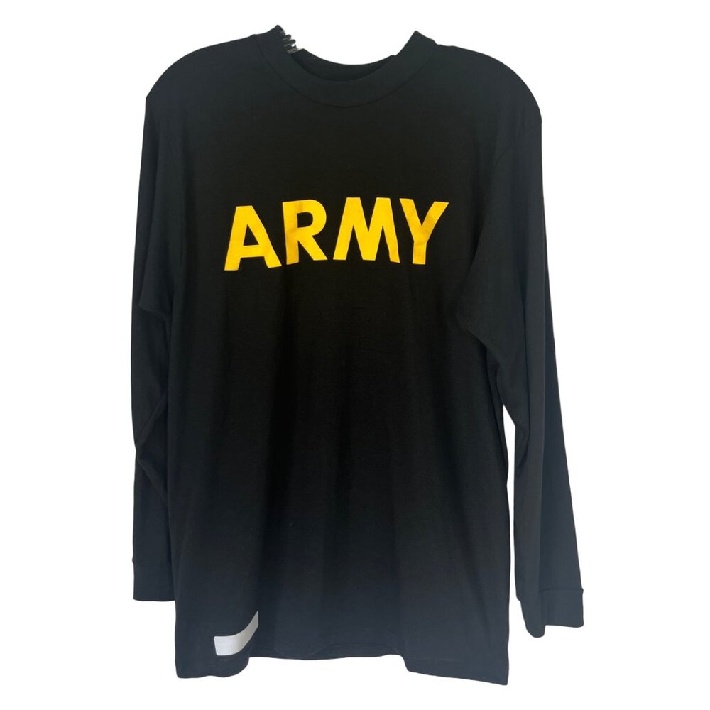US Army Long Sleeve Tshirt Small Black APFU Physical Fitness Uniform Military